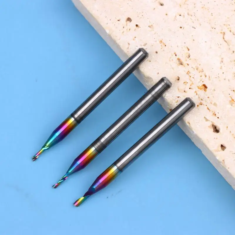 

5A TOP Single Flute DLC Coated Milling Cutter - Colorful, For Aluminum Profile & Composite Cutting Head Engraving