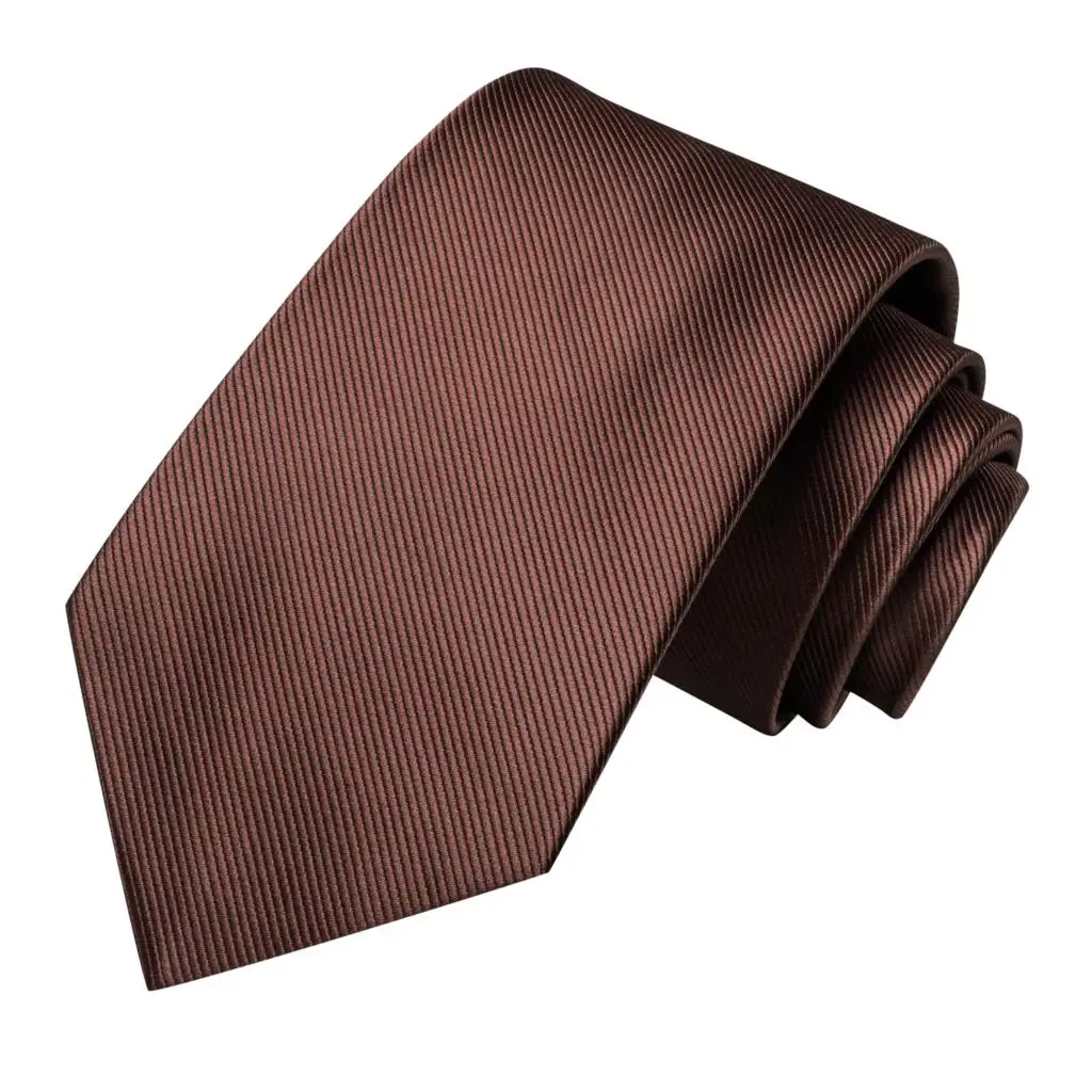 Solid Koffie Bruin Zijde Bruiloft Stropdas Voor Mannen Gift Mens Stropdas Handky Manchetknoop Fashion Business Party Dropshiping Hi-Tie designer