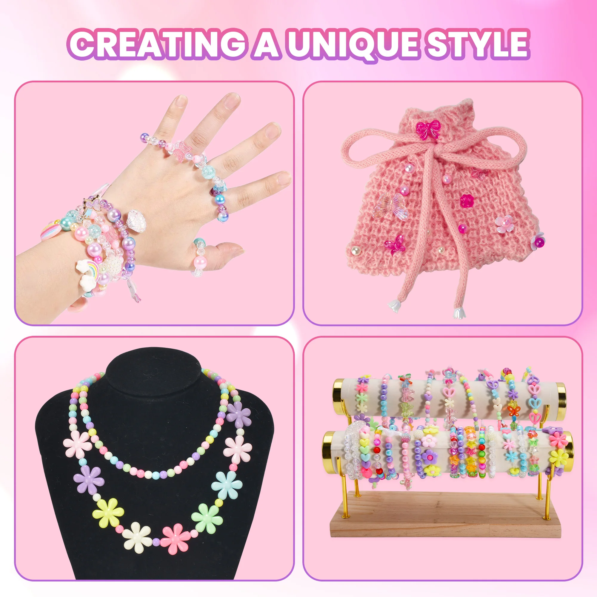 Vriendschapsarmband maken Kit speelgoed voor leeftijden 7 8 9 10 11 12 jaar oude meisjes, voor ketting, armband, ring creatieve DIY-set