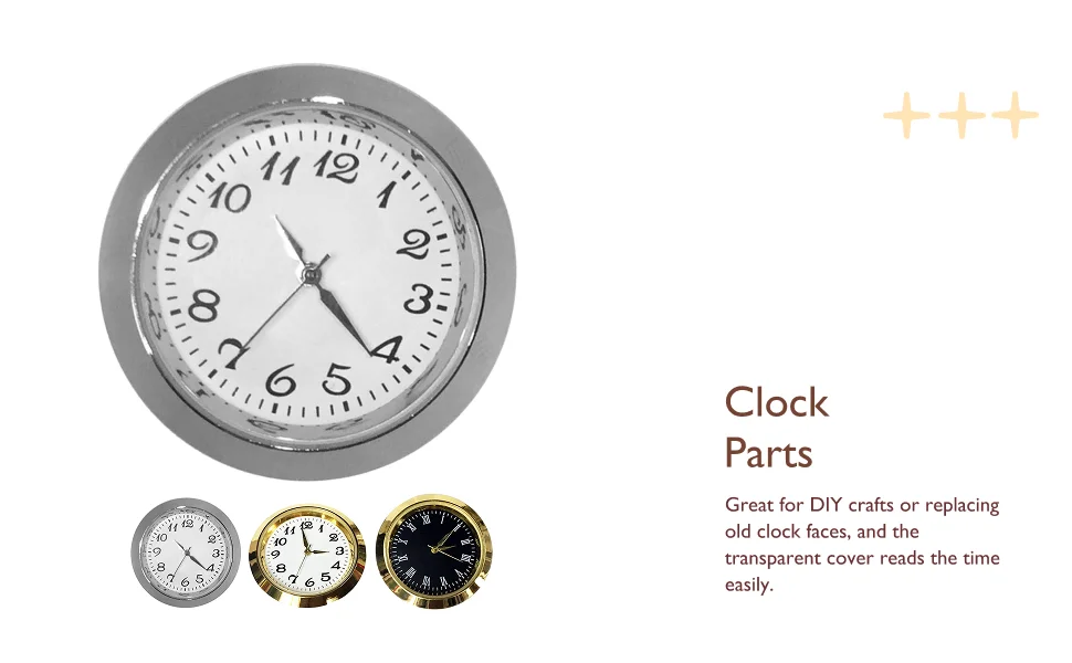 DIY Clock Insert 1-7/16 Inch Round Plastic Replacement Mechanism Parts for Crafts and Small Wall Clocks Making Tool Kit
