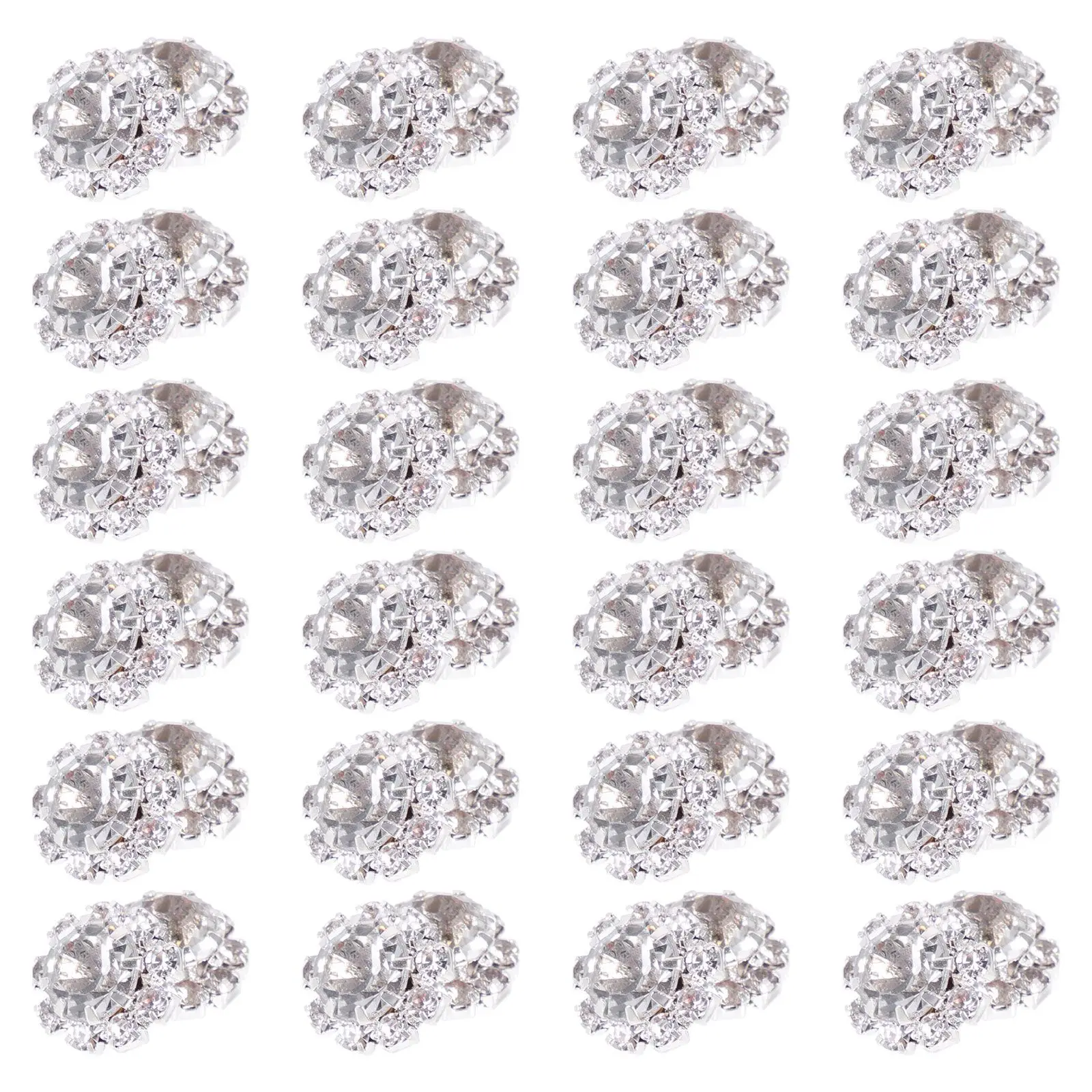 

100 Pcs Rhinestone Buttons Alloy Decorative Craft DIY Clothing Accessories Disc Buckle Jewelry Making Dress Brooch