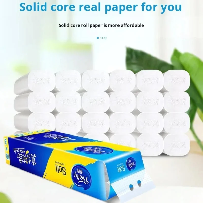 

12 Rolls Of Whole Box Roll Paper With 4 Layers Of Thickened Core Roll Toilet Paper