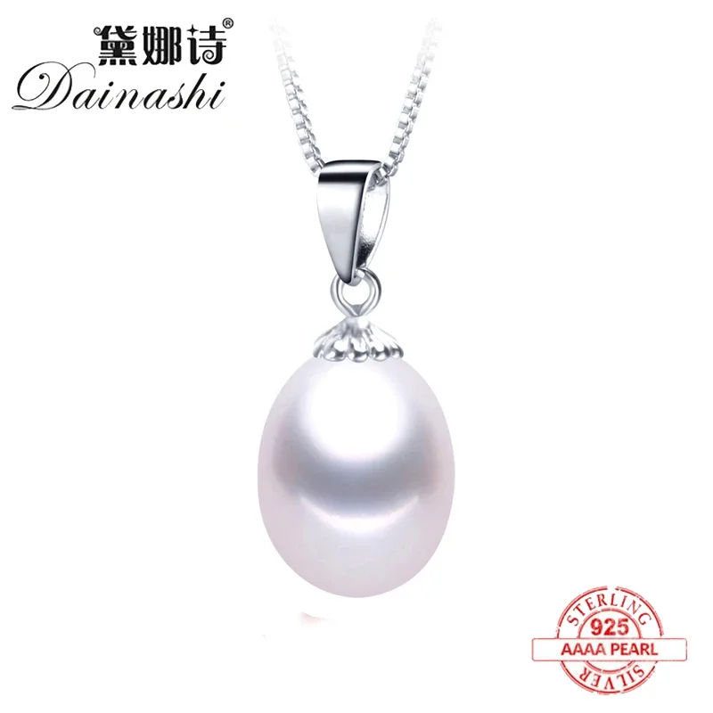 AAAA Genuine Freshwater Pearl Pendants 8-9mm 925 Sterling Silver Necklace For Women Wholesale Small Size Natural Pearl Jewelry