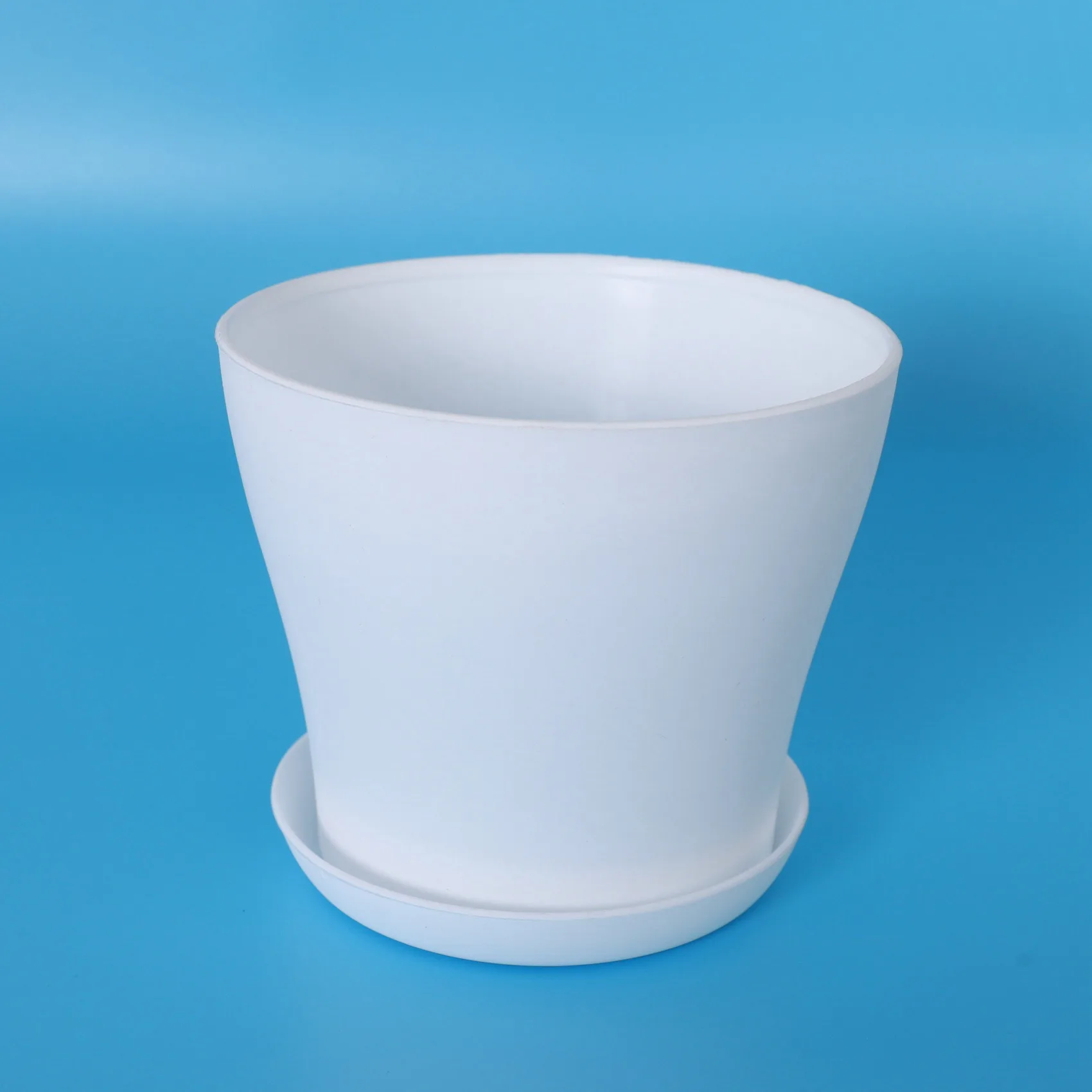 Exquisite-6X Plastic Plant Flower Pot Planter With Saucer Tray Round Gloss Home Garden Decor, White Upper Caliber -, 14Cm