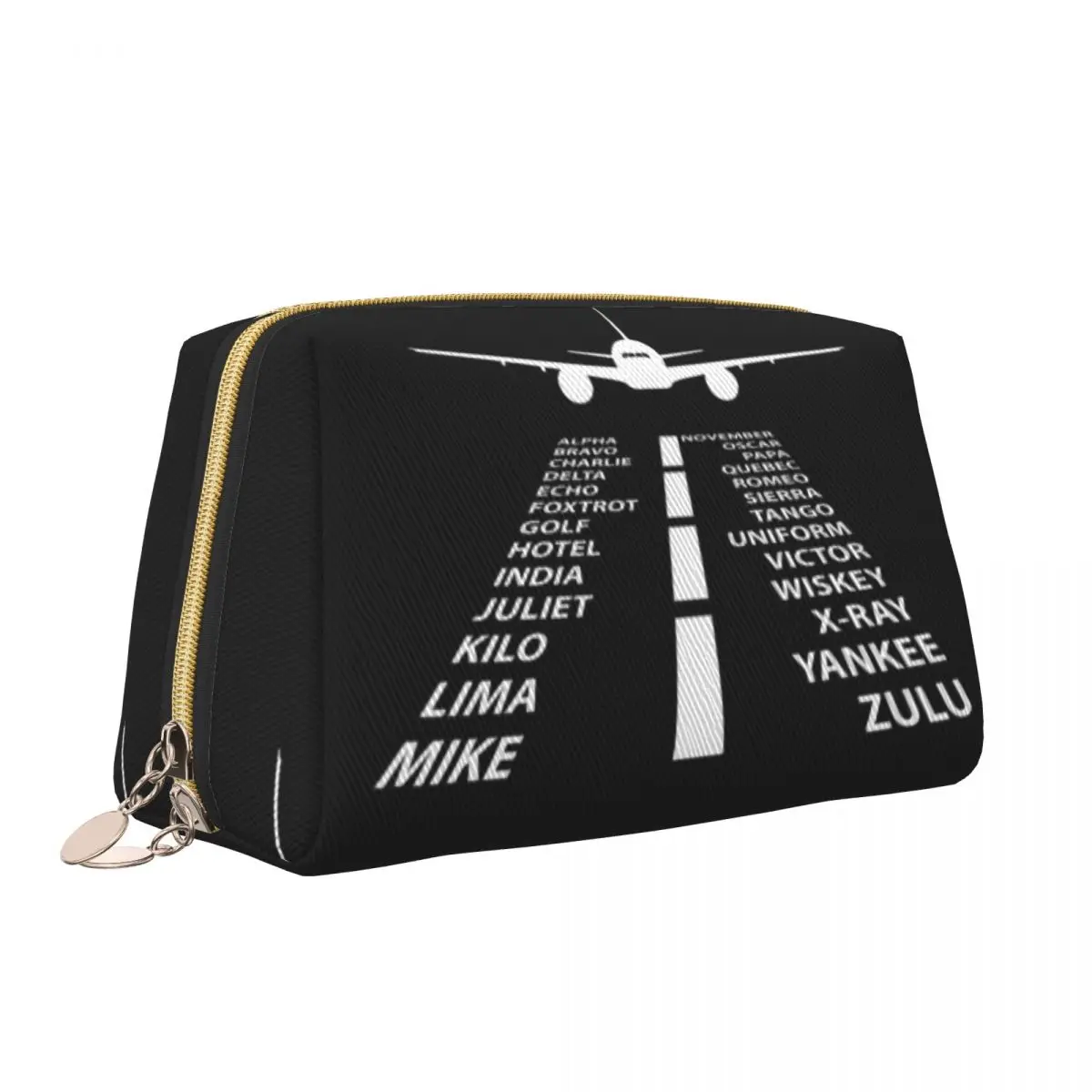 Phonetic Alphabet Pilot Airplane Aviation Toiletry Bag Portable Aviator Air Fighter Makeup Cosmetic Organizer Beauty Storage