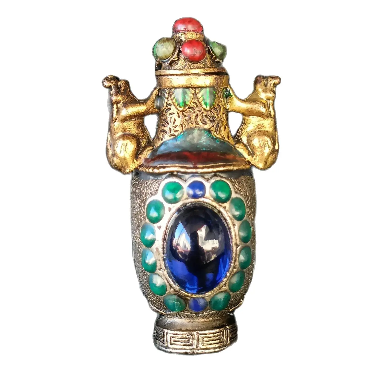 

vintage Old Beijing chinese cloisonne snuff bottle blue gifts christmas ornament