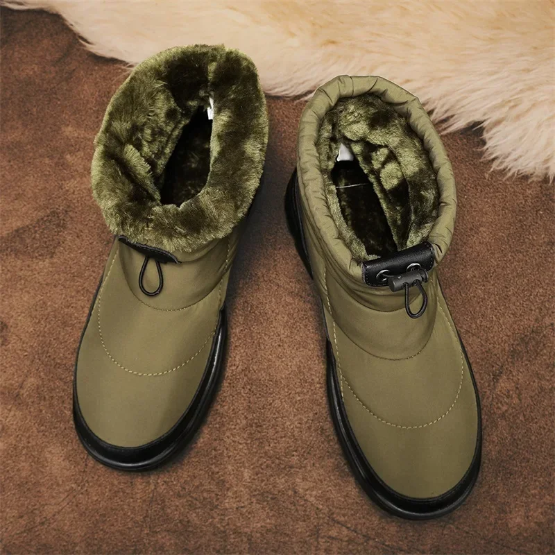 Winter Men's Solid Snow Shoes Velvet and Thickening Cotton Shoes for Men Hot Mens Ankle Boot Outdoor Man Casual Warm Plush Shoes