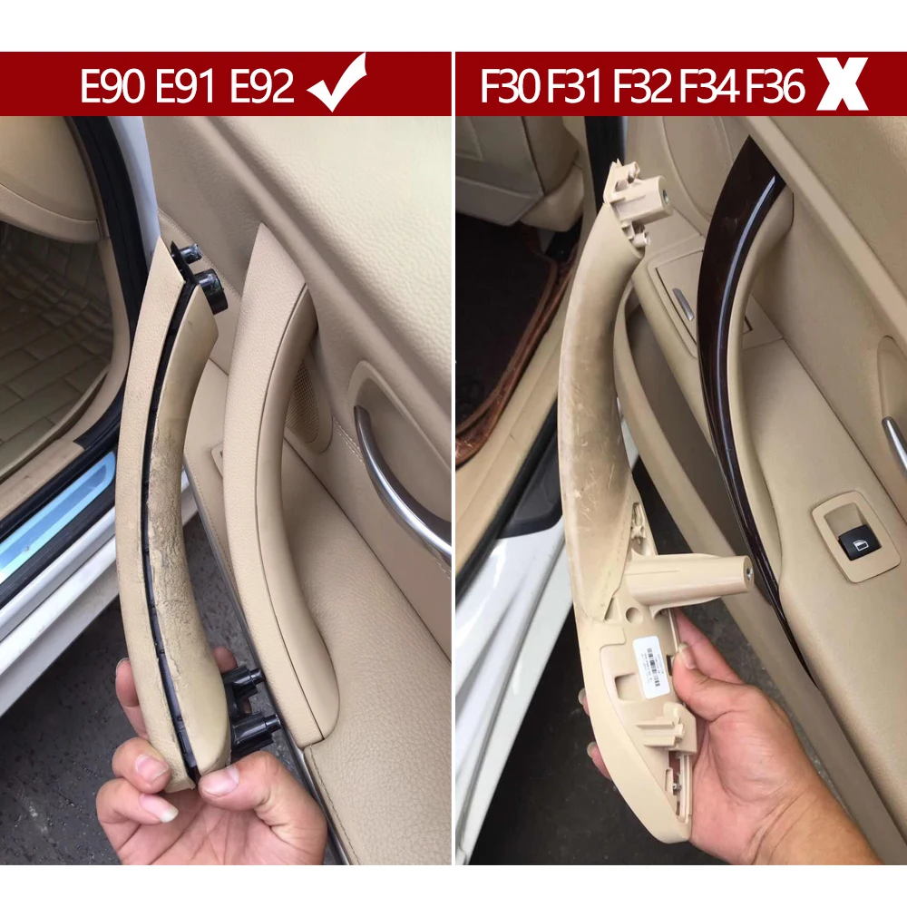 Left Right Interior Door Pull Handle with Cover Trim For BMW 3 Series E90 E91 E92 316 318 320 325 328i