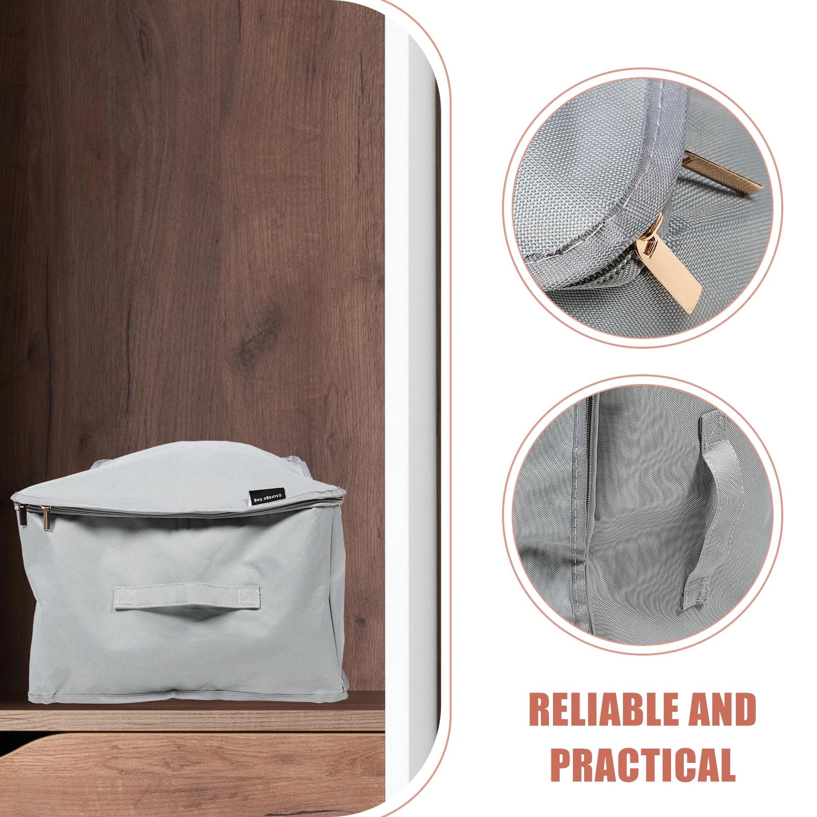 

Gray Medium Storage Box Foldable Under Bed ganizer For Clothes Quilts Blankets Material Space Saving Closet Container