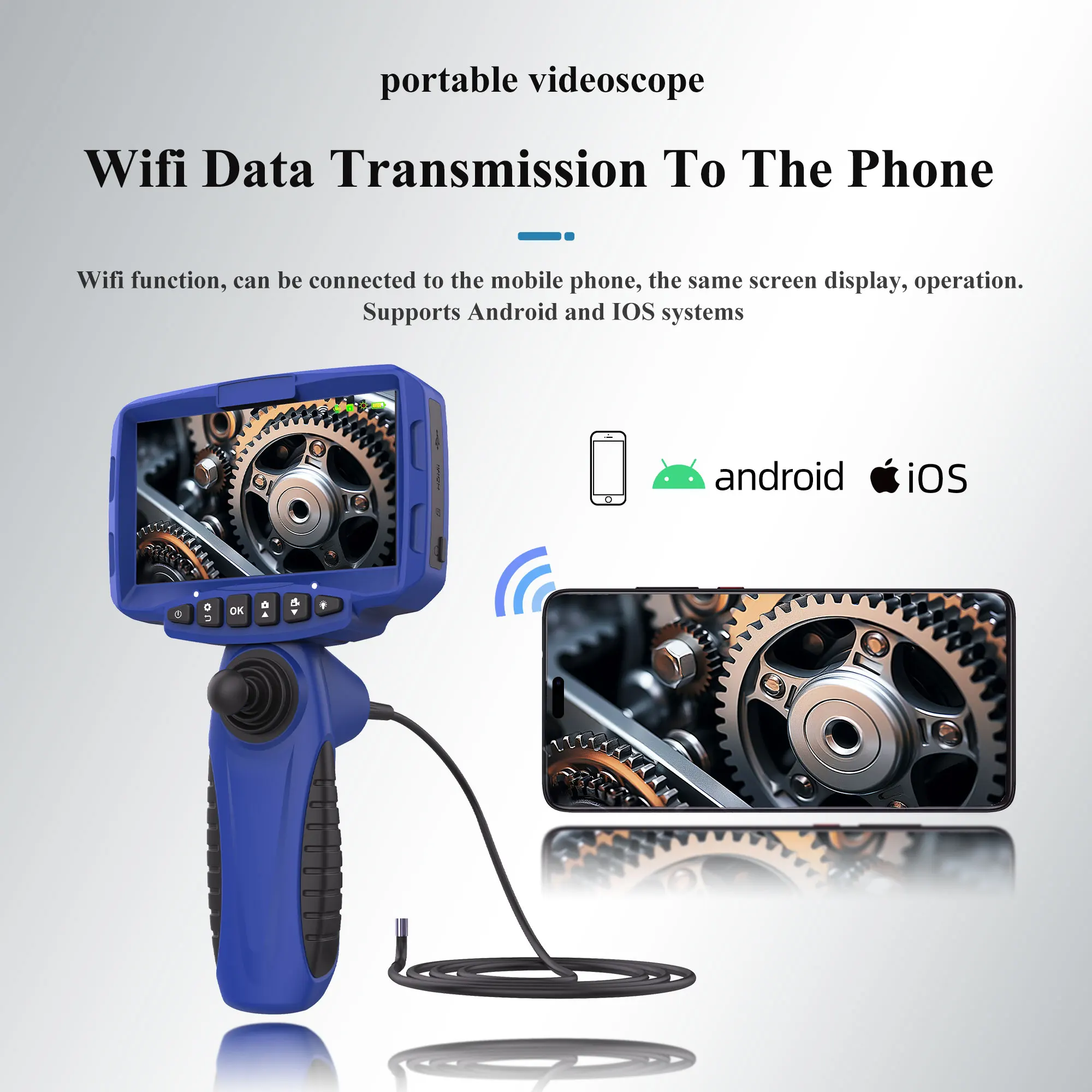 4 Way Video Endoscope Pipe Inspection Camera 5 Inch Dual Lens Industrial High Definition 360 Degree Borescope Endoscope Camera
