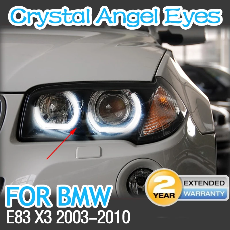 Horseshoe Shape DTM-Style Square Bottom Day Light LED Crystal Angel Eyes  rings Kit For BMW E83 X3 2003-2010 Retrofit