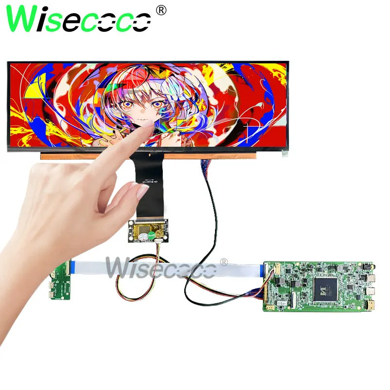 Wisecoco 14インチ3840x1100 4kコアバータッチスクリーンテーブルモニターultraWideサブスクリーン2ディスプレイUSB-Cポートモニター