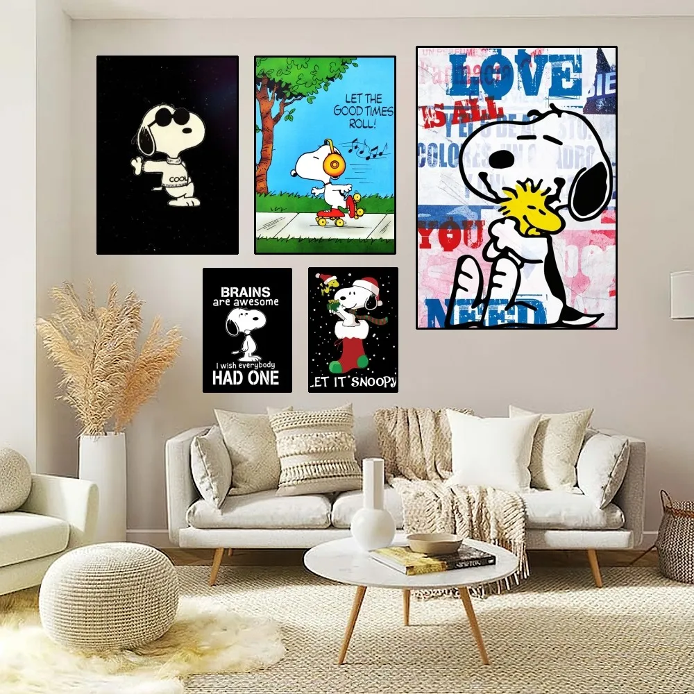 Snoopy Cute Poster Home Room Decor Aesthetic Art Wall Painting Stickers