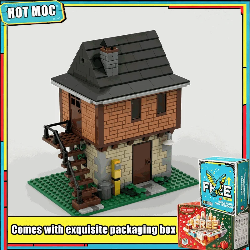 639PCS MOC Railway Signal Tower House Building Blocks Train Station Scene Model DIY Assembly Educational Creative Birthday Gift