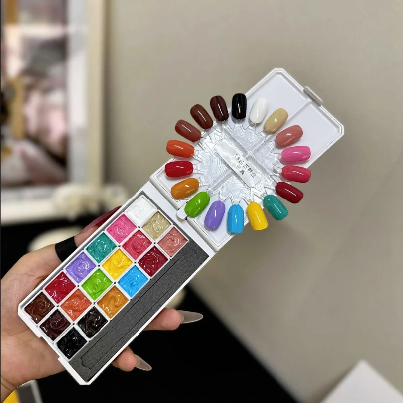 MIANEL 18-Farben Schmetterlings-Schleifen-Nagelpalette No-Wipe Stamping Gel für Nagelkunst Farbmischung Farbverlauf Ombre-Effekte – Detail 4