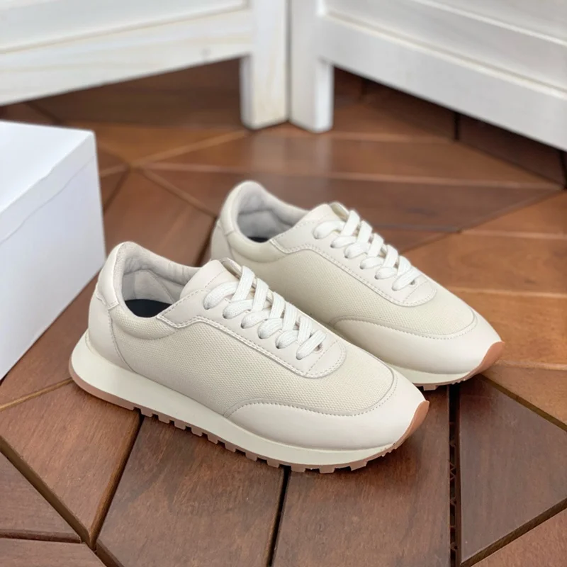 

Withered Nordic Minimalist Fashion Women's Sneakers Shoes Retro Color Blocking Lightweight Genuine Leather Vulcanized Shoes Wome