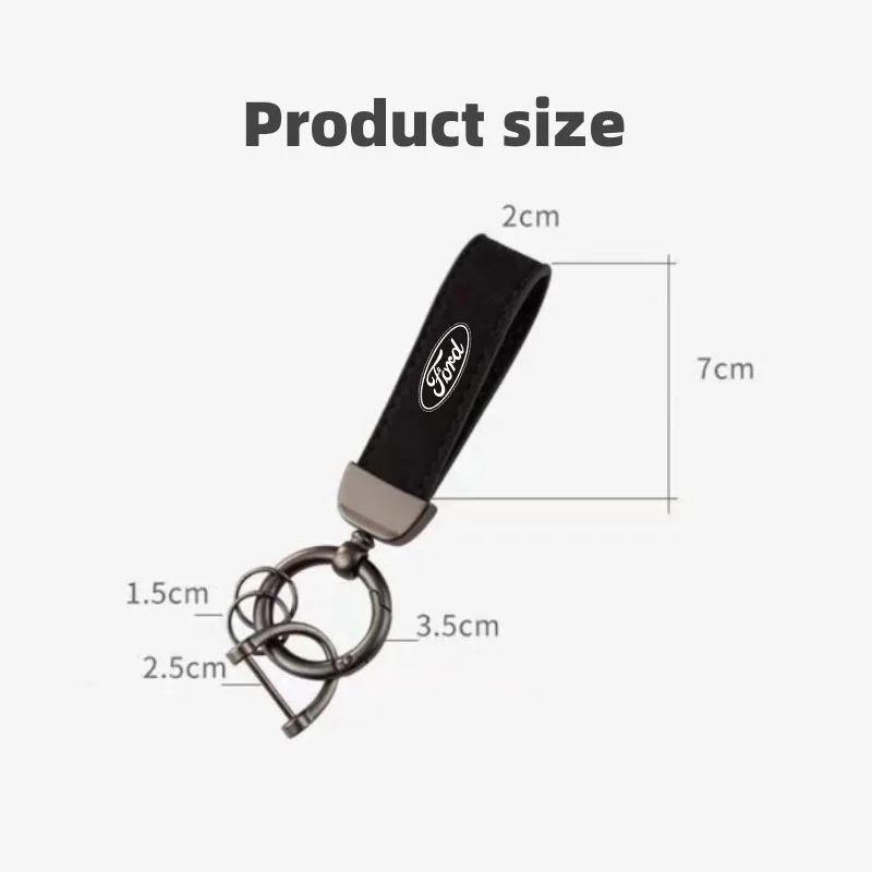 Leather Car Keychain Key Chain Rings Metal Leather for Ford Fiesta C-Max Kuga Ranger Raptor KA Fusion Transit Edge Accessories