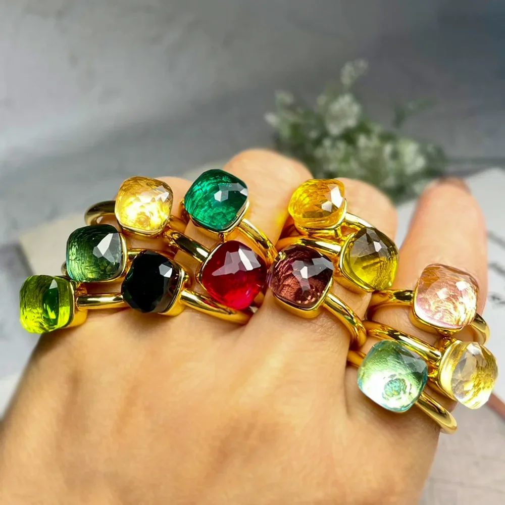 

Классическое кольцо с кристаллами ярких цветов на заказ для женщин, модные украшения