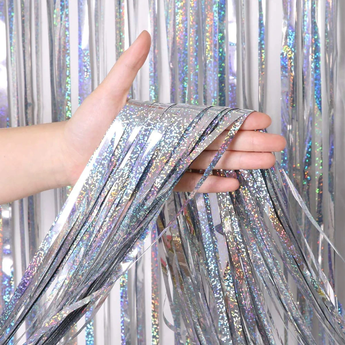 ستائر خلفية للحفلات بهرج ذهبي ، ستارة من الرقائق ، ديكور أعياد الميلاد والزفاف ، ديكور ذكرى البالغين ، لمعان ، 2 متر