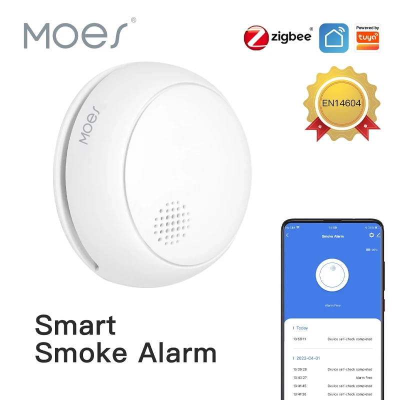 

MOES ZigBee Tuya умный детектор дыма пожарная 85 дБ звуковая сигнализация датчик сирены умная защита дома кухня пожарное приложение оповещение