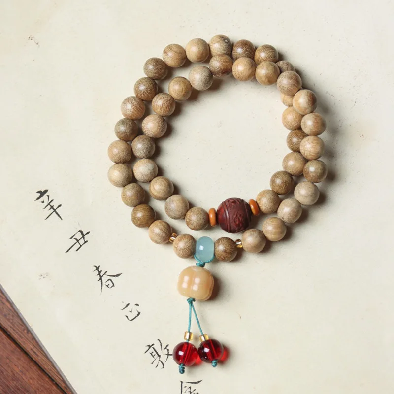 UMQ Natural Milk Fragrance Wooden Bracelet Bodhi Persimmon Double Circle 8Mm Men'S And Ladies' Bracelets Prayer Rosary