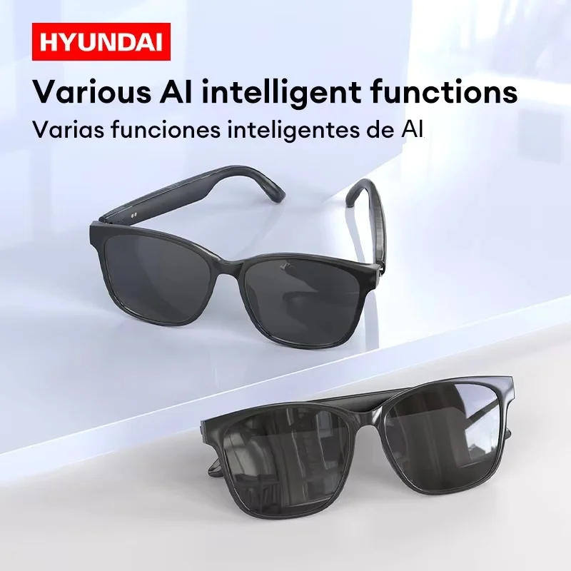 Choice HYUNDAI HY-C8 AI Outdoor Sports Earplugs HiFi Stereo Music Headphones Smart Glasses Earphones Wireless Bluetooth Sunglass