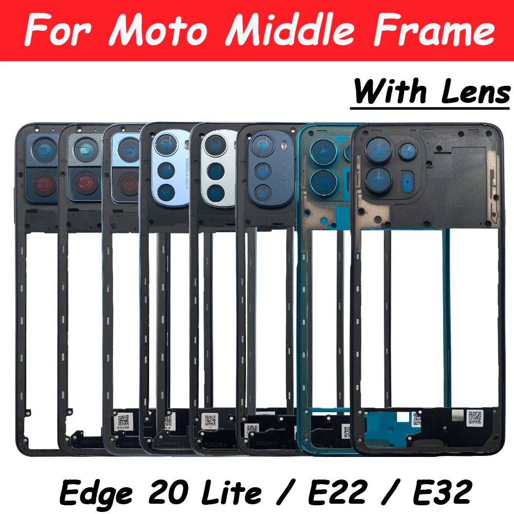 

For Moto E22 E32 Edge 20 Lite E22I E13 Middle Frame Housing Frame Panel Rear Housing Case Panel With Antennas+Side Keys