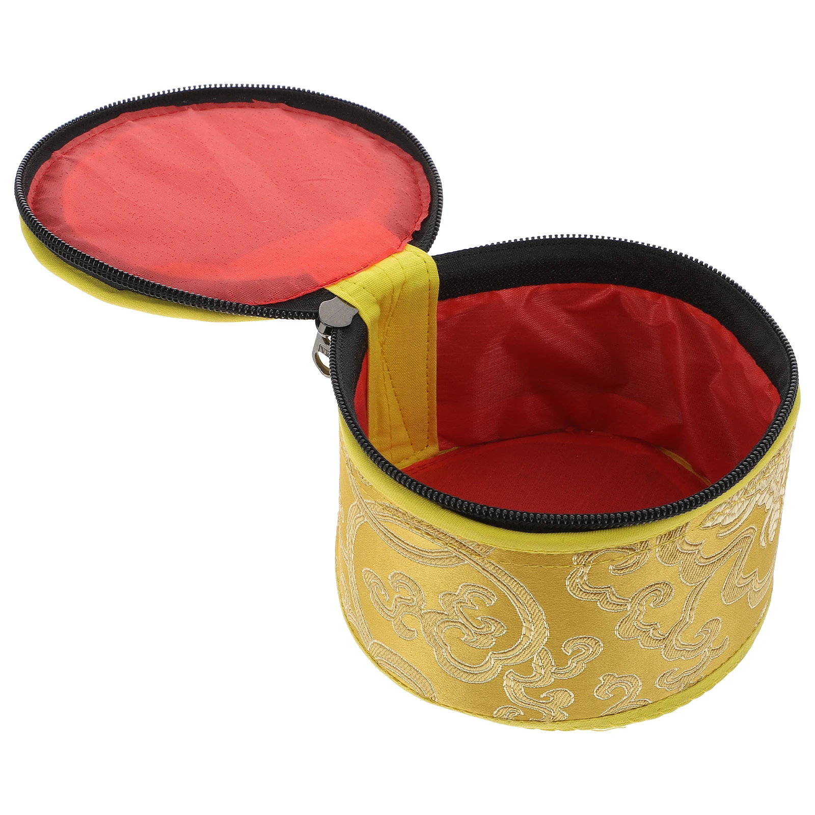 

Handmade Chinese Auspicious Cloud Pattern Singing Bowl Case Bag Zipper Premium Cloth Storage Protector Mat For Meditation