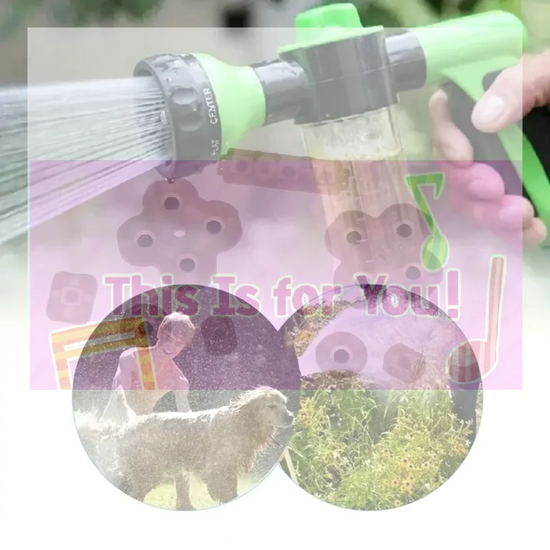 【MA】1 Set 8 In 1 High Pressure Foam Pet Shower Adjustable Hose Nozzle For Dog Cat Bath Garden Car Wash