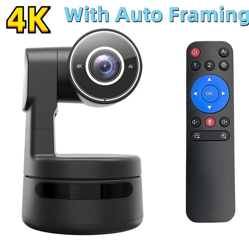 New! 4K PTZ Webcam AI Framing with Mics Camera 4X Digital Zoom Auto Focus for Youtube Living Stream Online Meet Video Camera