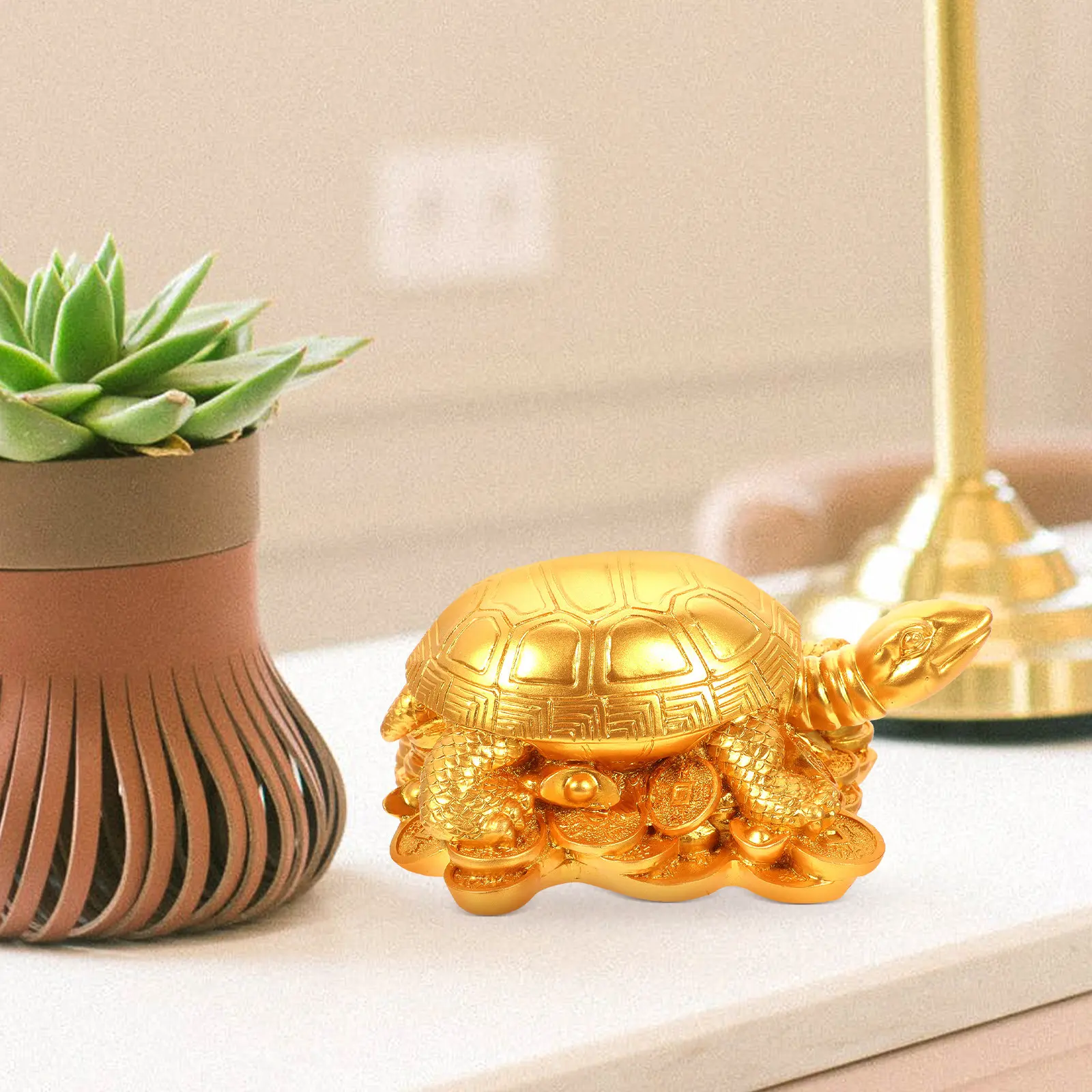 Financial Fortune Money Turtle Resin Desktop Ornament Chinese Wealth Luck Tortoise Decor Prosperity Symbol Home Office