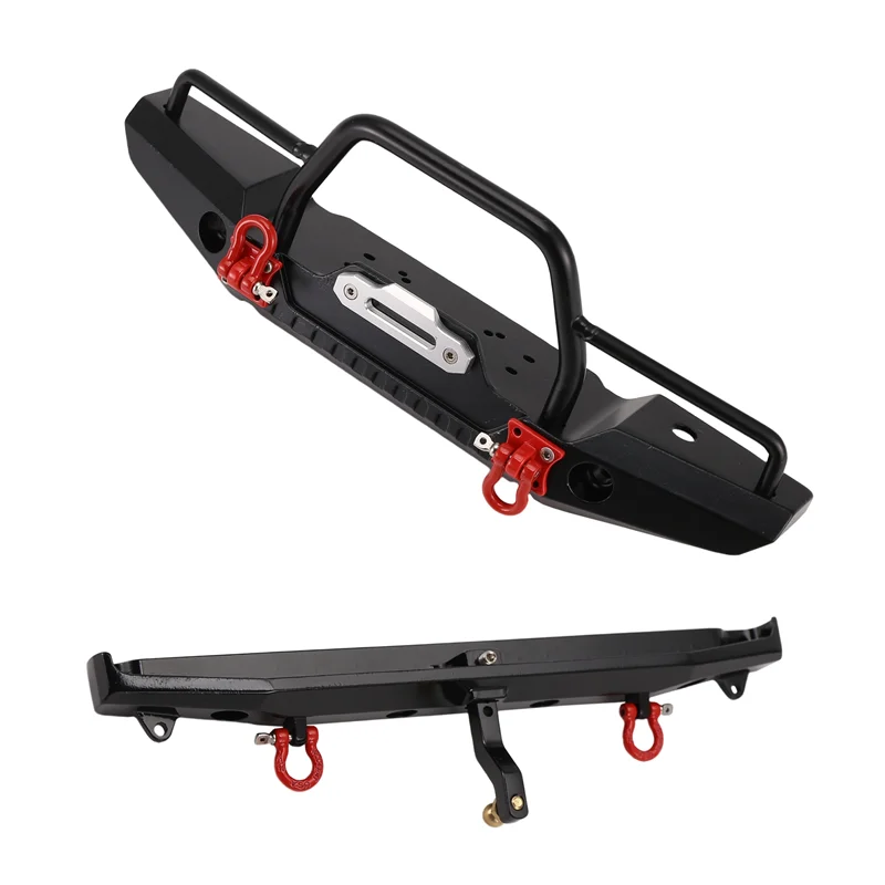 B49B-Metal Front/Rear Anti-Collision Bumper With LED Light For 1:10 RC Crawler Car TRX-4 Axial SCX10 SCX10-II 90046 90047