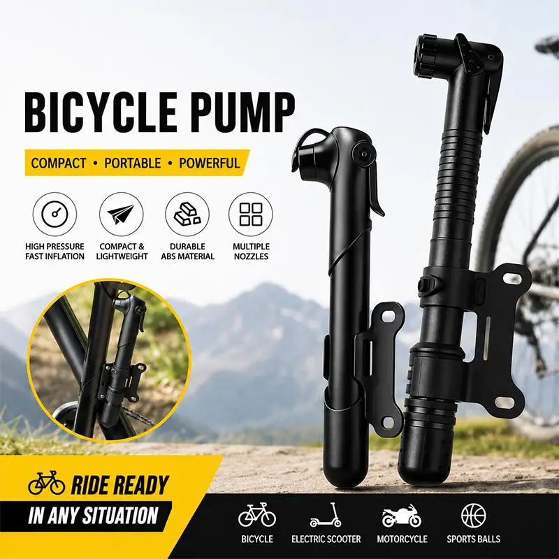 Bicycle Hand Pump High Pressure Presta Schrader Valve Mini with Mount Bracket for Bike Motorcycle Scooter Sports Balls