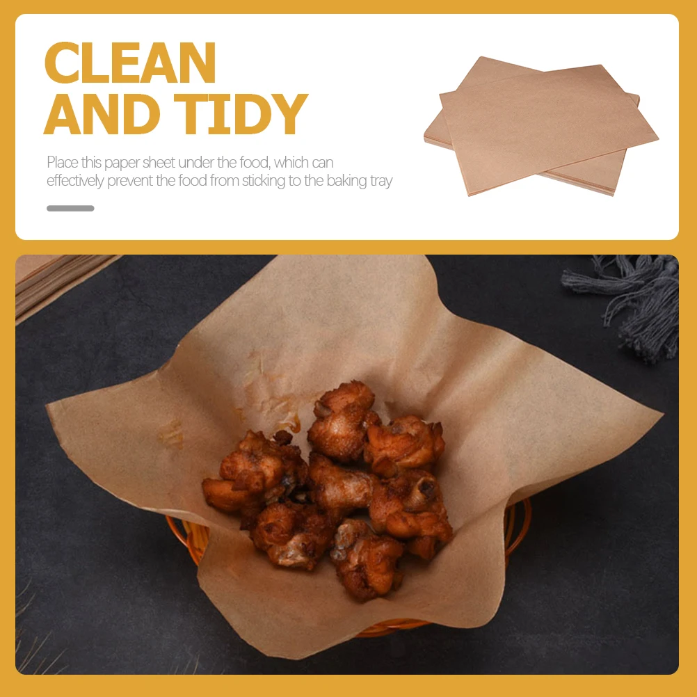 

100pcs Parchment Baking Paper Sheets Non-Stick Heat Resistant For Air Fryer Oven Microwave Refrigerator Food Wrapping Baking Pan