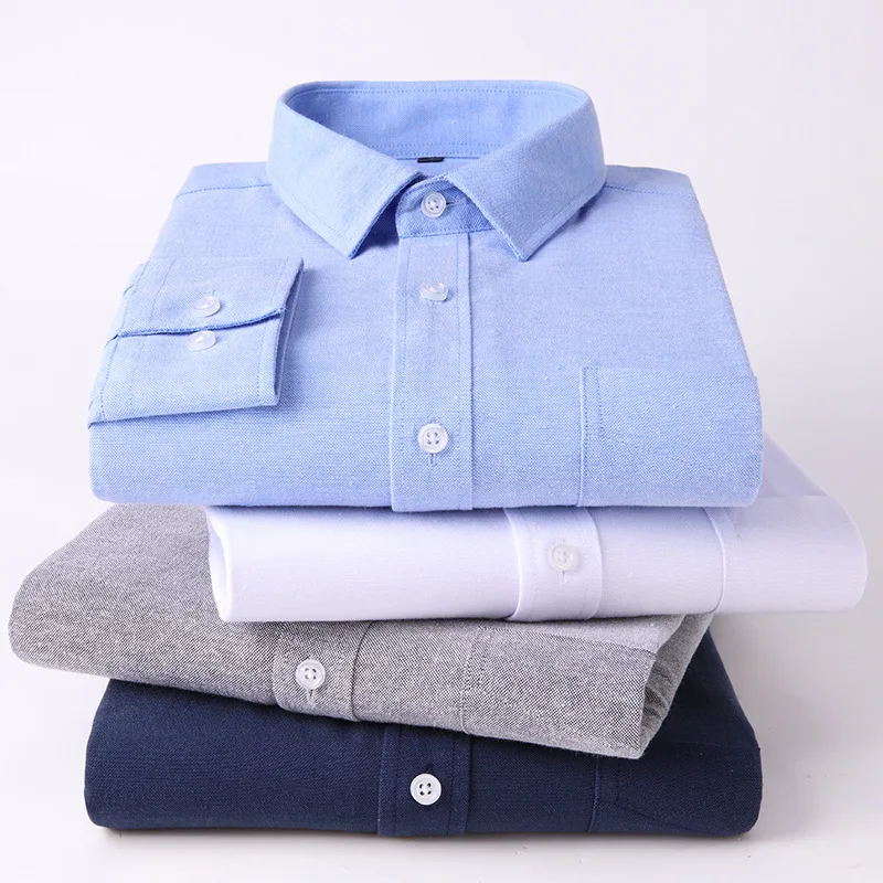 

BROWON Brand Spring and Autumn Long Sleeve Shirt Mens Shirts Casual Slim Fit Button Solid Color Business Casusal Shirt for Man