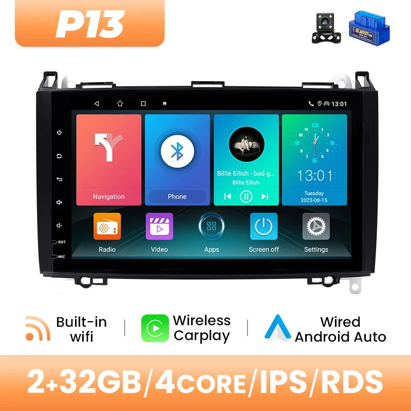 Android 14 Autoradio Multimedia Voor Mercedes Sprinter W906 Benz B200 EEN B Klasse W245 W169 Viano Vito W639 8GB 128GB GPS 4G Wifi