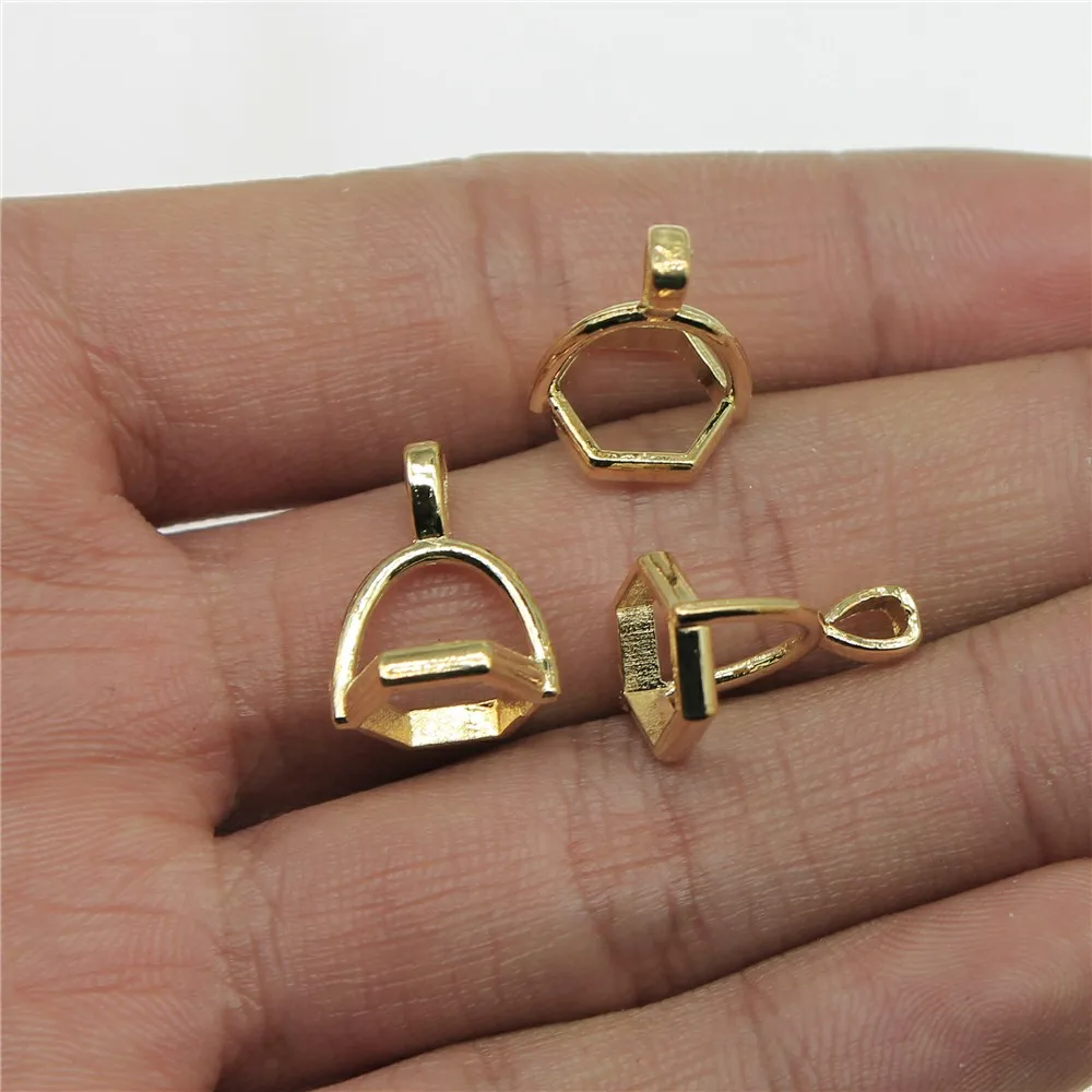 

WYSIWYG 10pcs 13x16mm KC Gold Color Hexagon Bail Beads For DIY Jewelry Making Handmade Jewelry Craft Findings