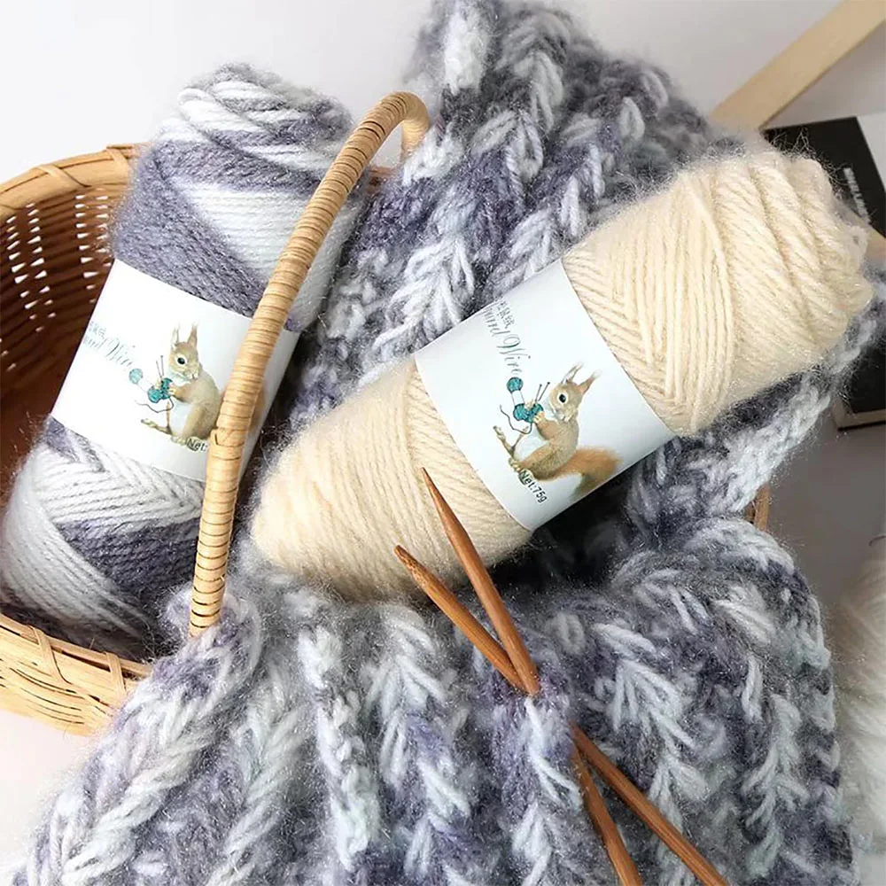 75g/roll Soft Long Squirrel Cashmere Yarn Fine Worsted Hand Knitting Yarn Soft Hat Fashionable Sweater Coat Puffy Warm Knit