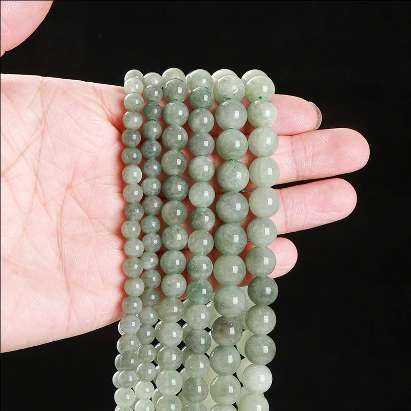 Natural Stone Dark Green Burmese Jade Round Loose Spacer 6 8 10mm Pick Size for Jewelry Making DIY Bracelet Necklace Accessory