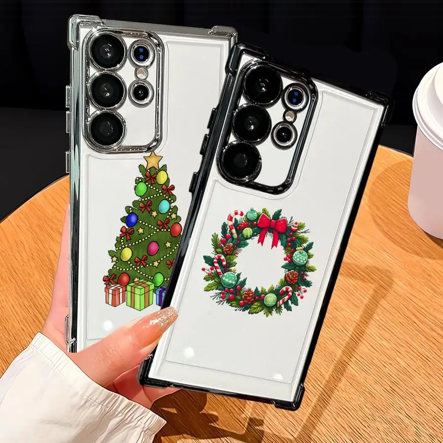 Case for Samsung Galaxy S24 S22 Ultra S25 Edge S23 S21 Plus S20 FE Soft Cover Christmas Trees Fashionable