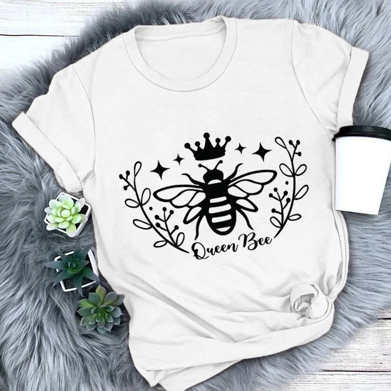 

Queen Bee T-shirts for Women Summer Casual Round Neck Short Sleeve Tee Female Streetwear Fashion Personality T Shirt Top