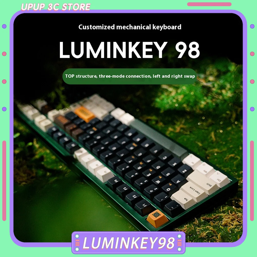 

LUMINKEY98 Mechanical Keyboard CNC Aluminum Three Mode Custom Gasket Hot Swap Wireless Gaming Keyboard Pc Gamer Accessories Gift