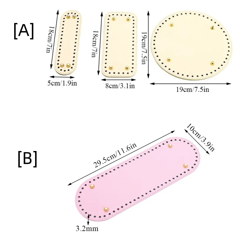 Fondo rotondo ovale per borsa lavorata a maglia Base per borsa in pelle PU Fondo fatto a mano di alta qualità con fori Accessori per fondo borsa