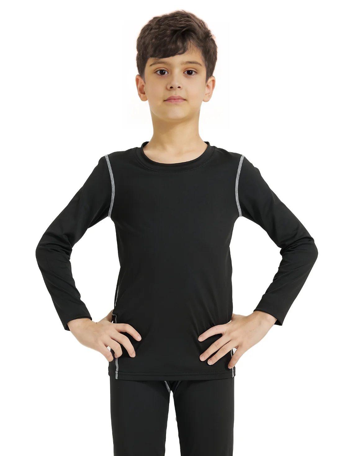 

Long Sleeve Compression T-Shirt for Boys & Girls Moisture Wicking Crew Neck Soccer Shirt for Practice Performance