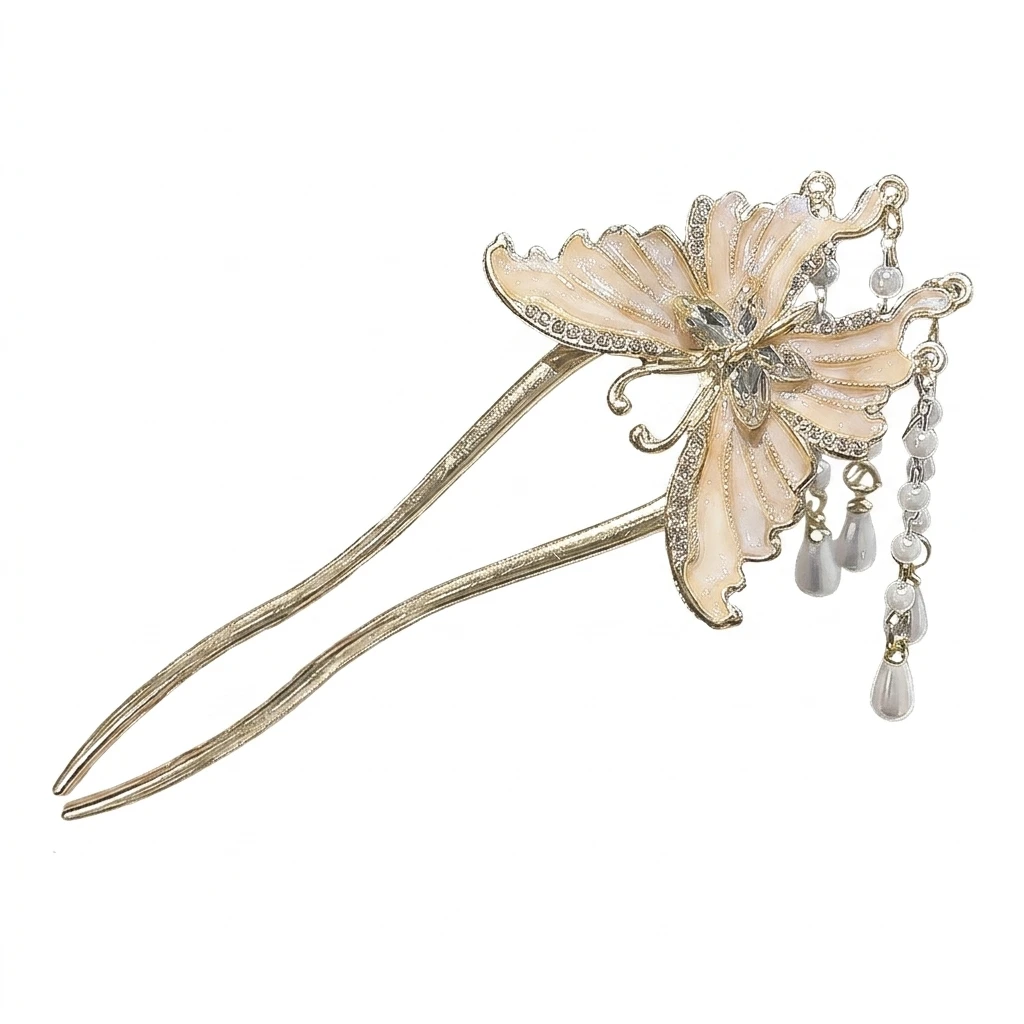 Women's Hair Stick Oriental Styling Accessory Elegant Faux Pearl U Shaped Bun Pin for Hanfu Qipao Wedding Party Jewelry