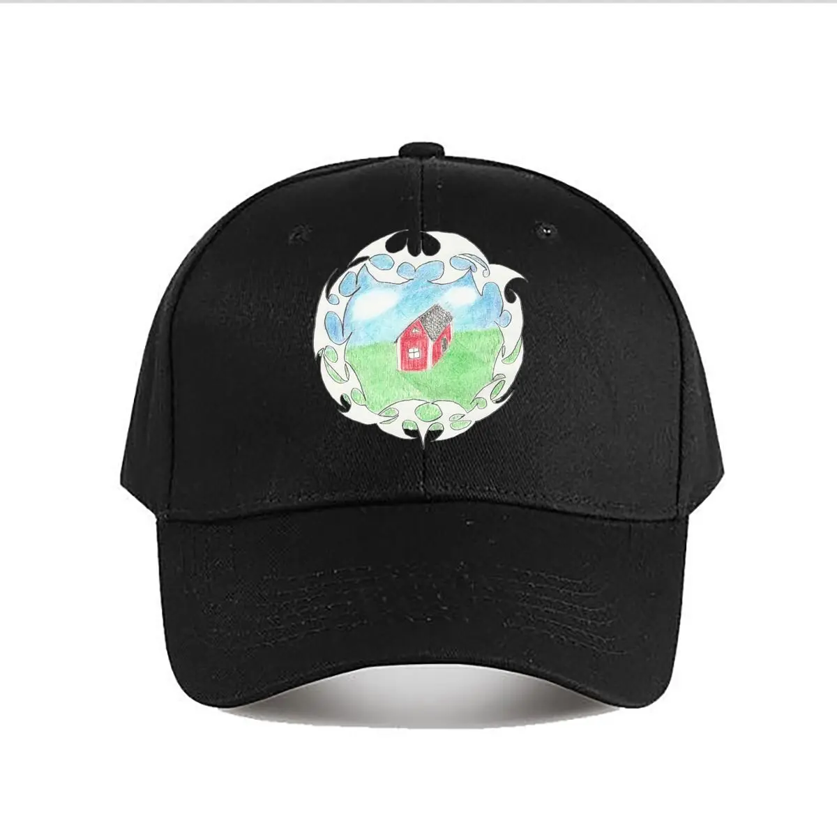 

Red House Whimsical Art Illustration Print Baseball Cap