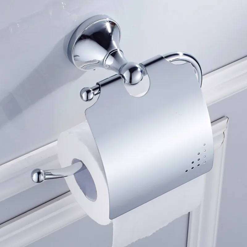 Bathroom Hardware Wall Mounted Paper Holders Chrome Plated Copper Material Roll Paper Towel Rack Wholesale Offer Dropshipping