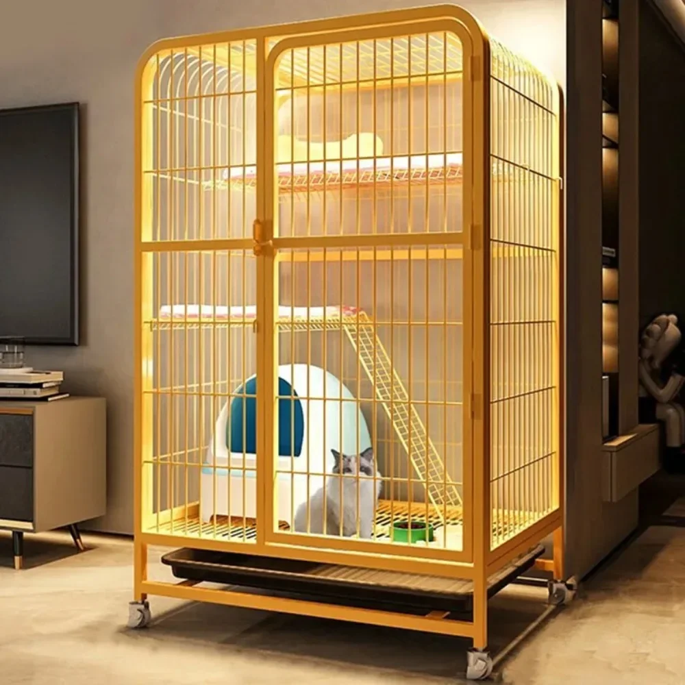 

Creative Pet Villa Indoor Duplex Luxury Pet Supplies Stainless Steel Cat Cage Large Space Dog House Modern Iron Mesh Cat Cage