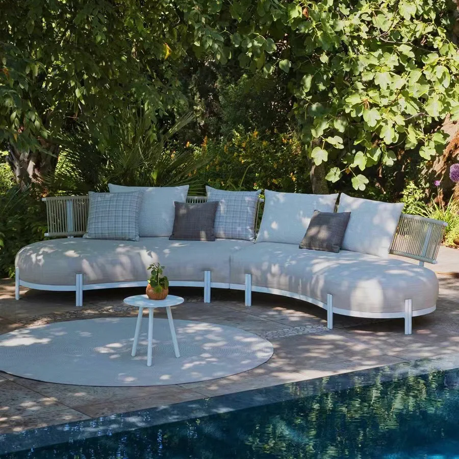 Custom Nordic Style Outdoor Sofa Patio Terrace Balcony Arc Paper Sofa Outdoor Villa Garden Chair Furniture