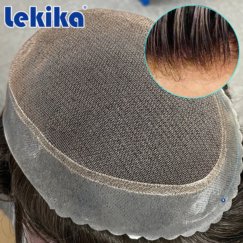 Upgraded Australia Toupee Lace PU Men's Wig Breathable Men's Hair Prosthesis Soft Indian Hair System for Man 6'' Men's Hairpiece